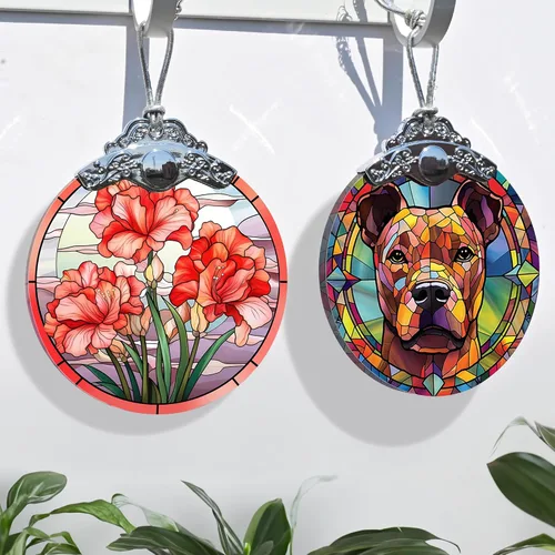 Vista 4 de Jocidea Adorno para perro, adorno colgante de American Staffordshire Terrier – vidrio, Navidad, Acción de Gracias, decoraciones de cumpleaños