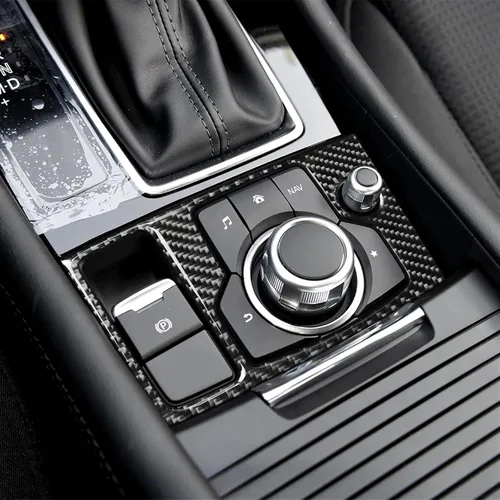 Vista 6 de Accesorios de coche multimedia multimedia Control interruptor Botones cubierta Trim etiqueta para mazdas 3 Axela 2017 2018 fibra de carbono ABS
