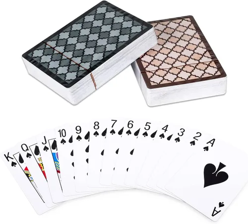 Vista 11 de Teskyer Naipes de plástico impermeables, 1 mazo, índice grande negro