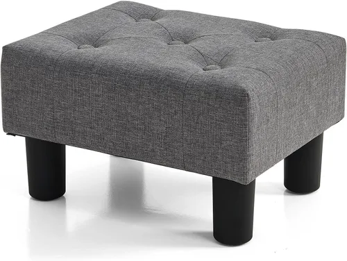 Vista 20 de BRIAN & DANY Taburete pequeño para pies, taburetes de lino con patas, reposapiés pequeño estable para sala de estar, beige