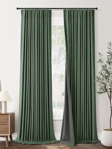 Vista 21 de Jowels Cortinas opacas de lino natural de 96 pulgadas de largo, 2 paneles