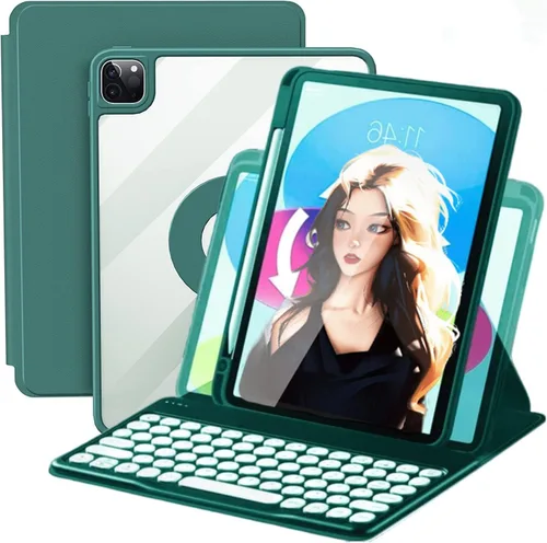 Vista 11 de Funda de teclado para iPad de 9ª/8ª/7ª generación, funda vertical para iPad 10.2/Air3/Pro10.5 con soporte para teclado y lápiz, soporte magnético