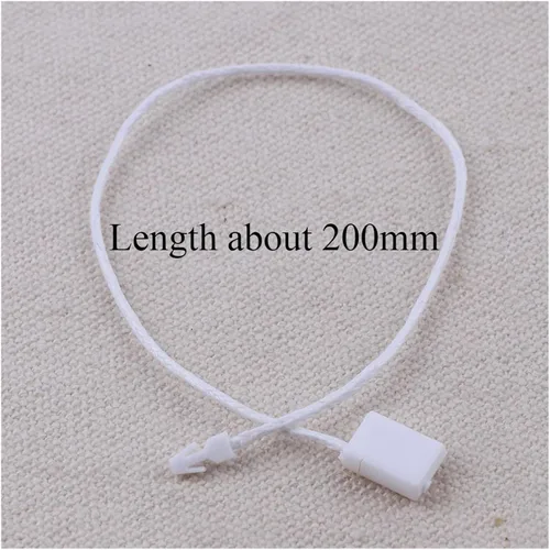 Vista 2 de 600PCPlastic Hang Tag Seal String con Bullet Plug Cera Línea Cable Snap Head Loop Lock Buckle Fashion Bag Price Rope Fasteners(Pure White)