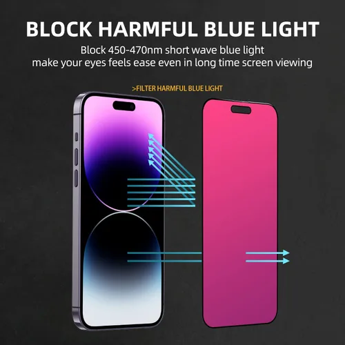 Vista 5 de EGKimBa Protector de pantalla de privacidad Compatible con iPhone 14 Pro Max, iPhone 16 Plus, 15 Plus, 6.7 pulgadas Vidrio templado electroplateado