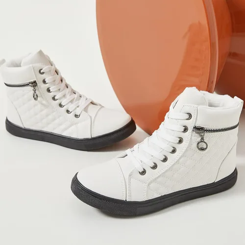 Vista 7 de hash bubbie Women's High top Sneakers Lace up PU Leather Fashion Shoes Black Boots Fuzzy Ankle Booties with Zipper
