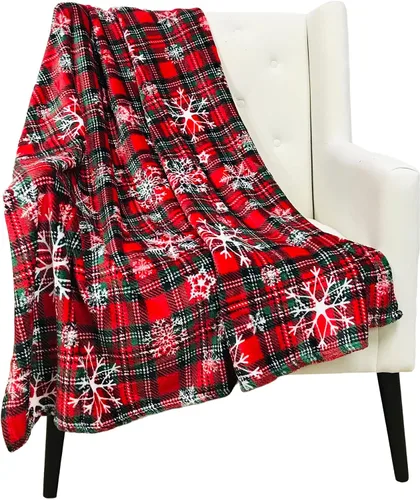 Vista 12 de Manta de Forro Polar para las Fiestas Navideñas: Corona Tradicional de Decoración del Hogar con Saludos Cheers Merry Peace Joy sobre Fondo Beige
