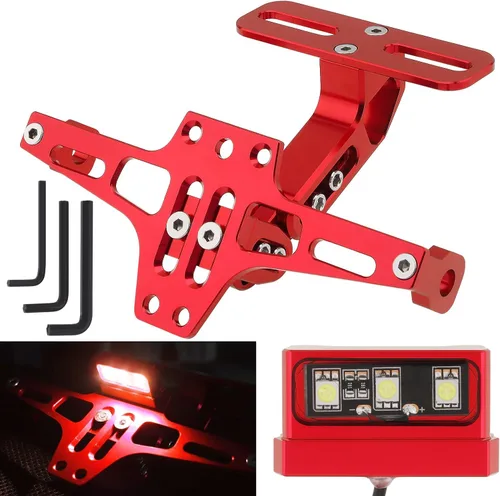 Vista 9 de Soporte de matrícula de motocicleta Eliminador de guardabarros ajustable con luz LED Adjustable length/angle/height. CNC aluminum.