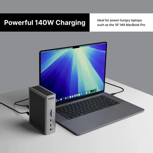 Vista 5 de CalDigit TS5 - Estación de acoplamiento Thunderbolt 5 - 15 puertos, carga dedicada del host de 140W, Thunderbolt 5 de 80 Gb/s x4, USB-C de 10 Gb/s