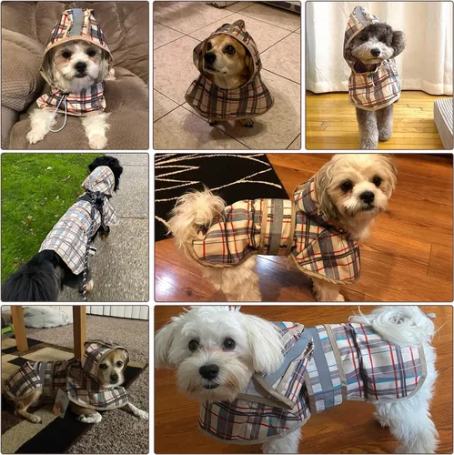 Vista 3 de KOOLTAIL Impermeable para Perros con Capucha Chubasquero Poncho con Agujero para Correa, Impermeable para Perros Pequeños y Medianos, Chaqueta