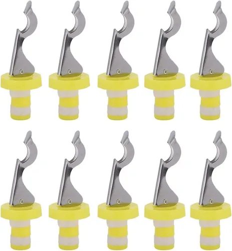 Vista 6 de Fydun Paquete de 10 tapones manuales universales para botellas de vino, tapón de sellado al vacío, sellador de vino, accesorios de cocina, amplia