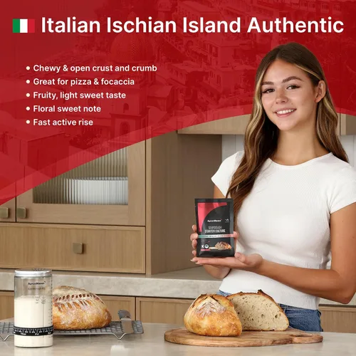 Vista 4 de Paquete de 2 iniciadores de masa madre de primera calidad – Cultivo de masa agria deshidratada estilo isla isquiana italiana con instrucciones