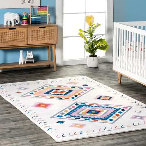 Vista 7 de nuLOOM Aloisia Bunny - Alfombra lavable a máquina, 4 x 6, azul