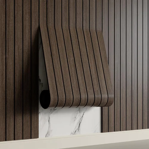 Vista 10 de Yutianli Panel de Pared de Listones de PVC Despegar y Pegar 118" x 15.7" Panel de Listones de Madera Falsa Grano de Madera de Roble Artificial