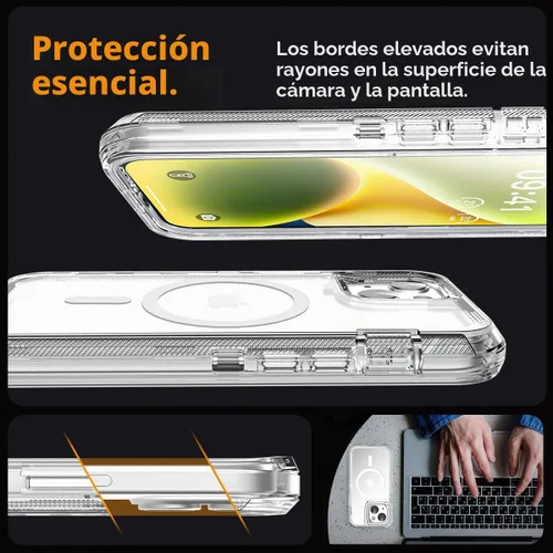 Vista 4 de AICase Funda transparente para iPhone 16e/13/iPhone 14, compatible con MagSafe 3 en 1, resistente protección contra caídas, cuerpo completo, a
