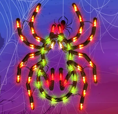 Vista 7 de LAMPHOME Decoraciones de Halloween – Silueta de ventana, linterna iluminada, telaraña, calavera, gato para fiesta, hogar, interior, adornos de mesa