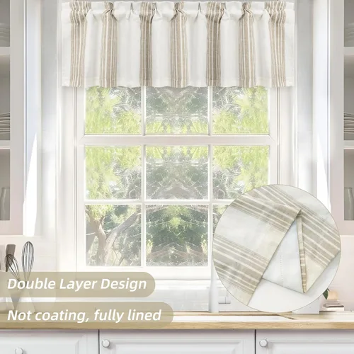 Vista 5 de DriftAway Chris Linen - Cenefa forrada de lino de 2 capas con aislamiento térmico para oscurecer la habitación, cenefa de ventana opaca con bolsillo