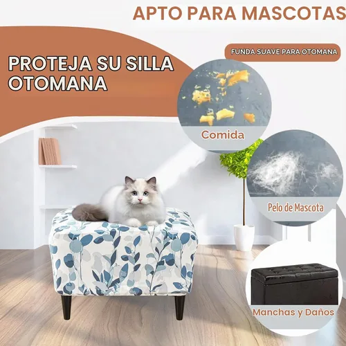 Vista 5 de Eco-Ancheng Funda elástica para silla, funda otomana rectangular de almacenamiento, funda otomana para reposapiés, fundas otomanas para taburete