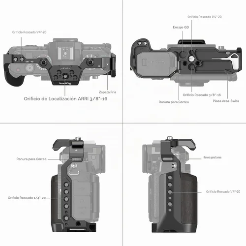 Vista 3 de SmallRig Zf - Jaula para cámara Nikon Z f, con agarre ergonómico de ébano, placa de liberación rápida integrada para Arca para encender rápidamente