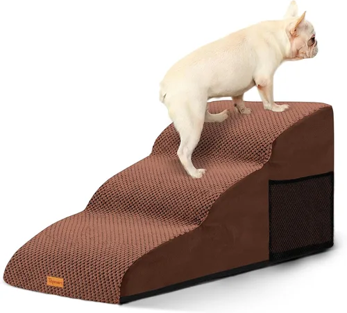 Vista 12 de 2-Step Dog Stairs for Small Dogs, Non-Slip Foam Pet Steps for Low Couch Bed Negro