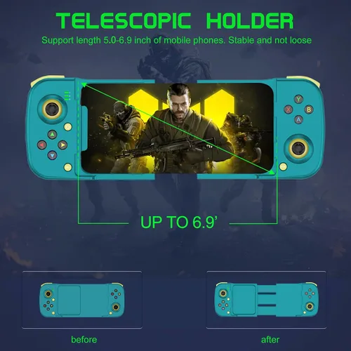 Vista 3 de Controlador de juego móvil Gamepad para iPhone iOS Android PC funciona con iPhone131211X, iPad, Samsung Galaxy, Motorola, TCL, tableta, Apex