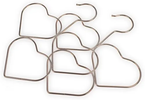 Vista 7 de Perchas en forma de corazón para bufandas y corbatas, paquete de 4 perchas de metal con forma de corazón, para organizar el armario