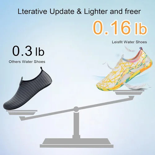 Vista 4 de LeIsfIt Zapatos de agua para hombre y mujer, descalzos, secado rápido, para natación, playa, surf, piscina, río, yoga
