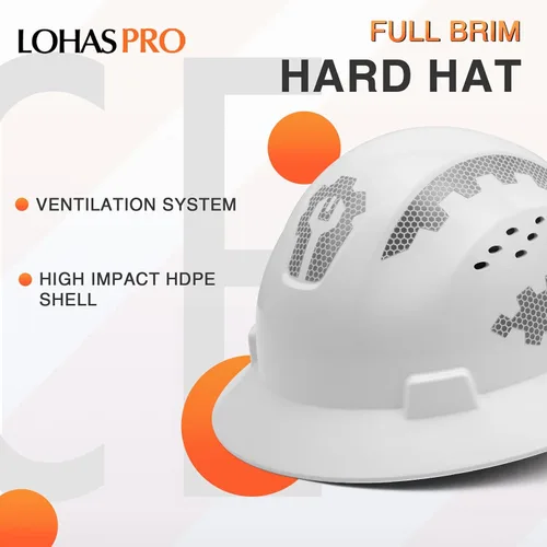 Vista 4 de LOHASPRO Casco de seguridad de ala completa Casco de seguridad ventilado Cascos De Construcción Tipo I Clase C