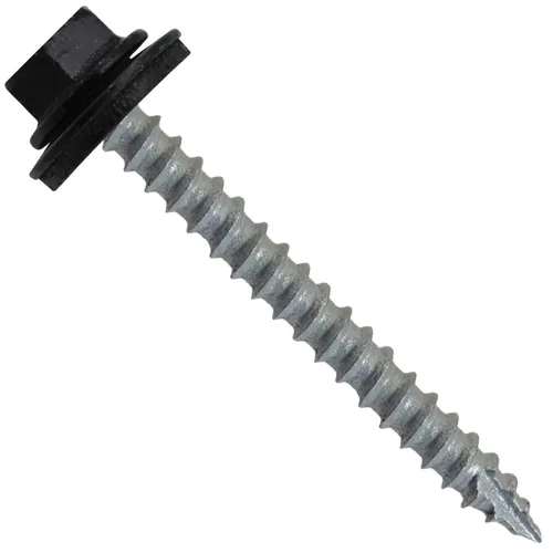 Vista 120 de TORNILLOS PARA TECHOS DE METAL #14: (250) Tornillos x 1" ABC GRIS Tornillo para techo de chapa metálica con cabeza hexagonal y arandela.