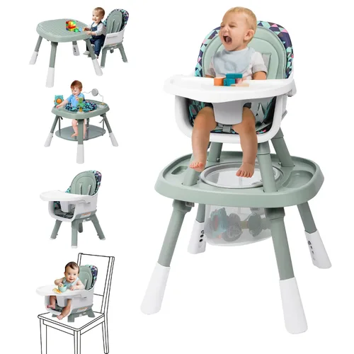 Vista 20 de Xilingol Silla alta convertible 15 en 1, silla alta 2 en 1 para bebé y centro de actividades con juguetes, asiento elevador, mesa de bloques de Negro