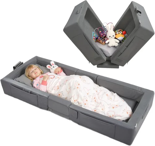 Vista 10 de ENITYA Foldable Toddler Travel Bed with Safety Rails & Storage Space