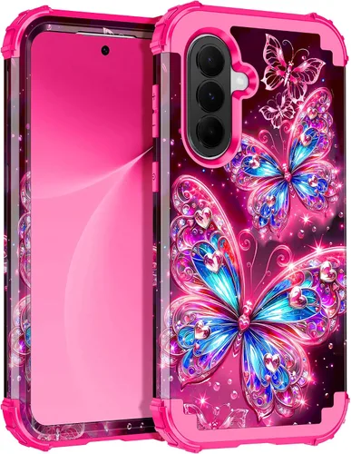 Vista 9 de Miqala Funda para Galaxy A14 5G, que brilla en la oscuridad, tres capas, resistente, a prueba de golpes, protección completa, parachoques
