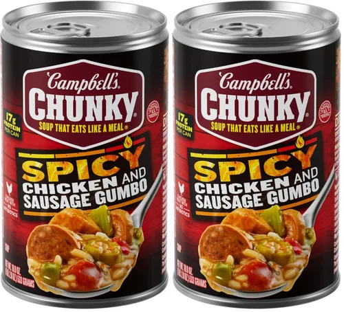 Vista 10 de Sopa Campbell’s Chunky, guiso de pollo y salchicha gumbo, lata de 18.8 onzas líquidas