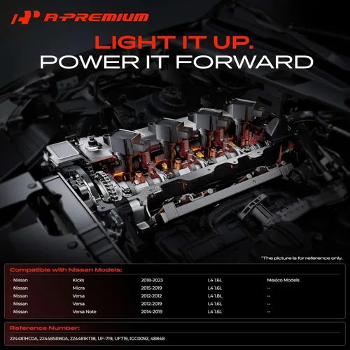 Vista 2 de A-Premium Paquete de bobinas de encendido del motor compatible con Nissan