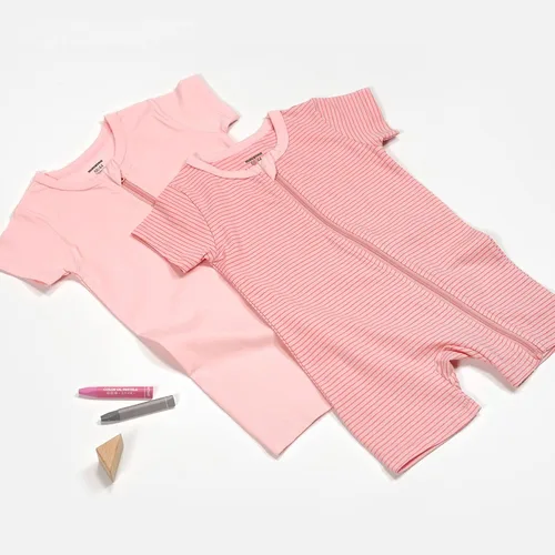 Vista 5 de Teach Leanbh Paquete de 2 pijamas de algodón de manga corta con cremallera para bebés y niños de 3 a 24 meses