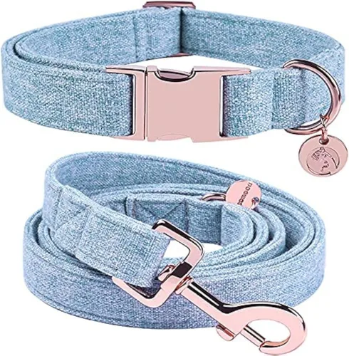 Vista 18 de DOGWONG Collar y correa de algodón para perro, collar para mascotas, suave, duradero, básico, para perros pequeños, medianos y grandes Negro