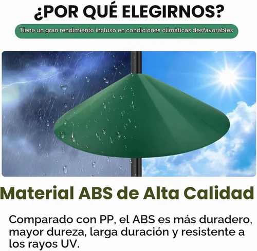 Vista 3 de deflectores grandes de ardilla de 24 pulgadas para poste de Verde