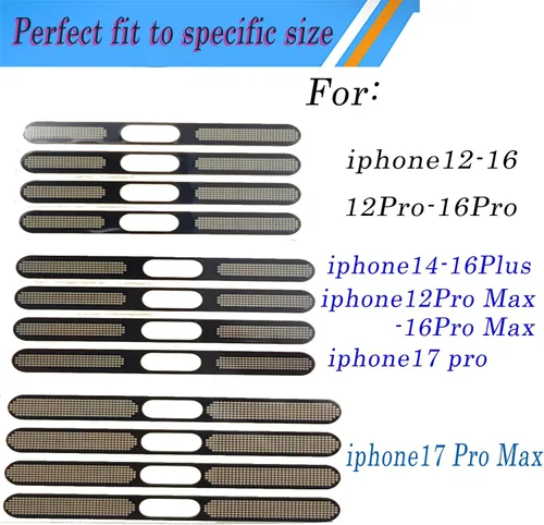 Vista 2 de Protector de polvo de altavoz de metal de alta calidad para iPhone 16 Pro, cubierta de malla antipolvo, sin silenciamiento de sonido, evita costosas