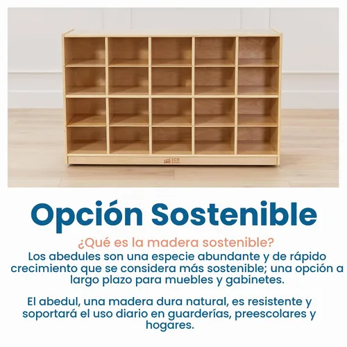 Vista 8 de ECR4Kids Gabinete de abedul para bandejas de almacenamiento para el aula, recipientes