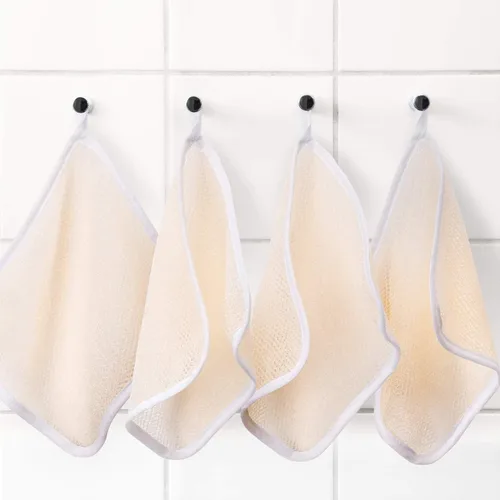 Vista 6 de Tatuo 5 paños exfoliantes para el rostro y el cuerpo, tejido de toalla para el baño, exfoliante, masaje, paño de baño para mujeres y hombres, 10.63