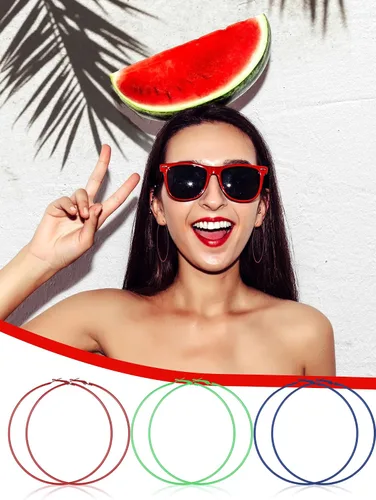Vista 5 de 12 pares de aretes de neón de los años 80 para mujer, aretes de aro retro coloridos para atuendo de los años 80, accesorios de fiesta brillantes