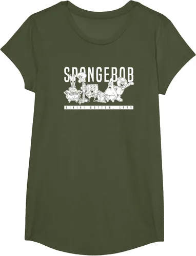 Vista 77 de Bob Esponja Vintage Group Simple Logo Camiseta, Negro