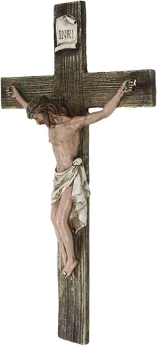 Vista 9 de Ebros Gift Pasión de Jesucristo Muerte en el Calvario Crucifijo Católico INRI Cruz Colgante Figura Figura 13.75 pulgadas de alto Religioso Cristiano