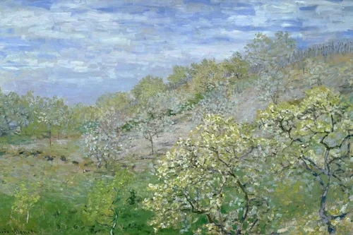 Vista 13 de ART.COM Claude Monet - Póster enmarcado para pared, diseño de árboles en flor, decoración escénica, 18 x 12 pulgadas, marco negro con paspartú blanco
