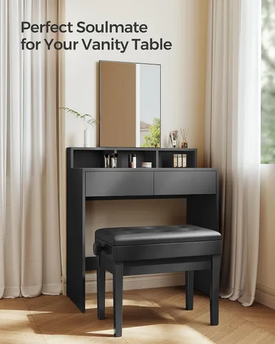 Vista 5 de SONGMICS Taburete ajustable de madera para piano con almacenamiento de partituras negro ULPB57H