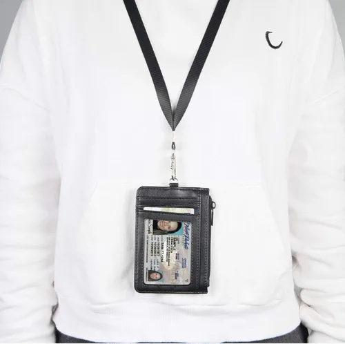 Vista 7 de Teskyer - Cartera minimalista delgada, soporte para tarjetas de crédito con bloqueo RFID, compartimento frontal de piel para documentos