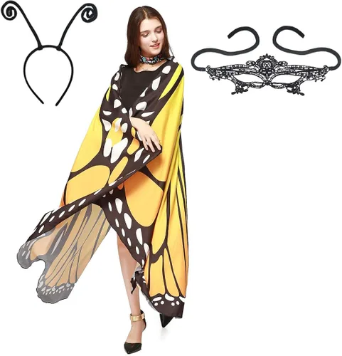 Vista 3 de Disfraz de Halloween para mujer con alas de mariposa, accesorio de hada