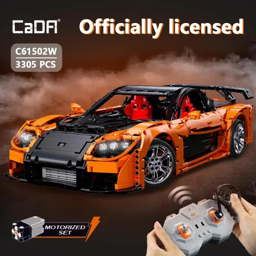 Vista 2 de CaDA Master C61502W Mazda RX-7 Remote Control Powered Building Block Car, 1:8 Scale, 3305 Pieces, Dynamic Collectible Brick