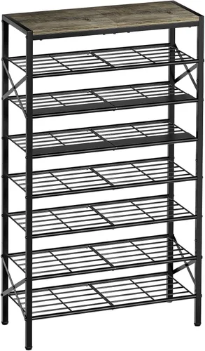 Vista 13 de Zapatero de metal de 6 niveles para almacenamiento de zapatos para entrada, 18-24 pares de zapatero estrecho para armario, zapatero resistente
