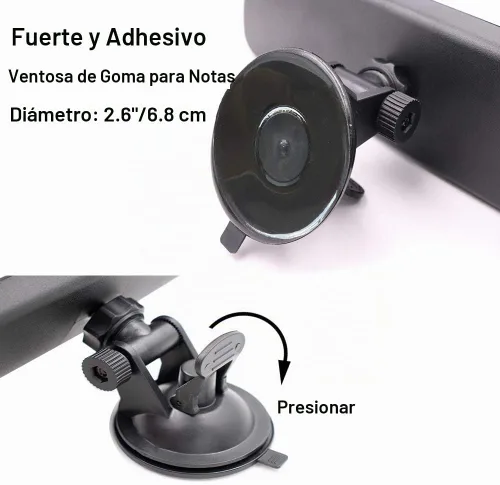 Vista 3 de Espejo retrovisor antirreflejos trasero, espejo retrovisor interior azul HD universal de LECAMEBOR para coche con ventosa ajustable