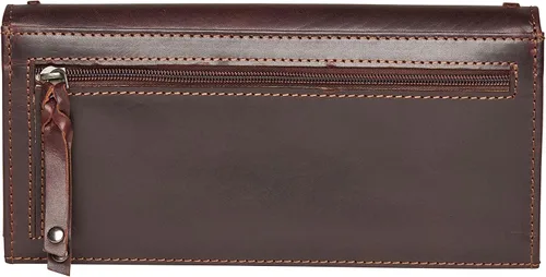 Vista 2 de Lady Conceal Hope RFID - Cartera de cuero con cordones, Caoba oscuro, Cartera triple plegable